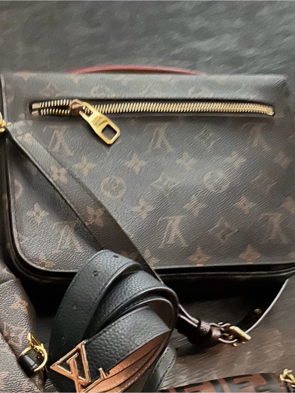 Designer Cross Body Bag in Brown with Gold Hardware - Picture 2 of 2
